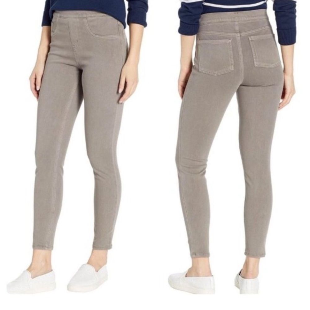 Spanx Jean-ish Ankle Leggings Pull On Gray Earthy Taupe Size MEDIUM